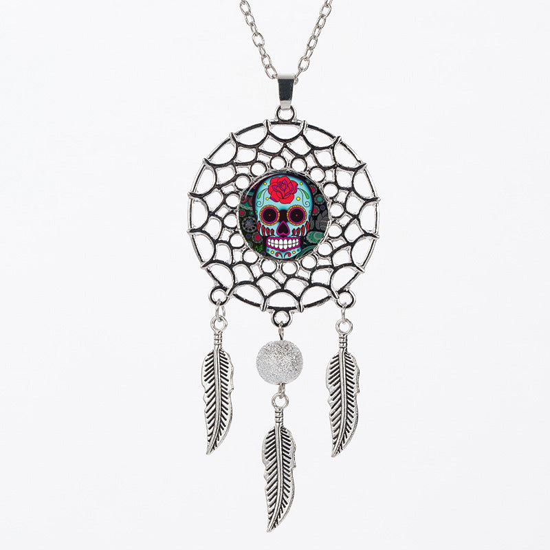 Sugar Skull  Dreamcatcher Necklace