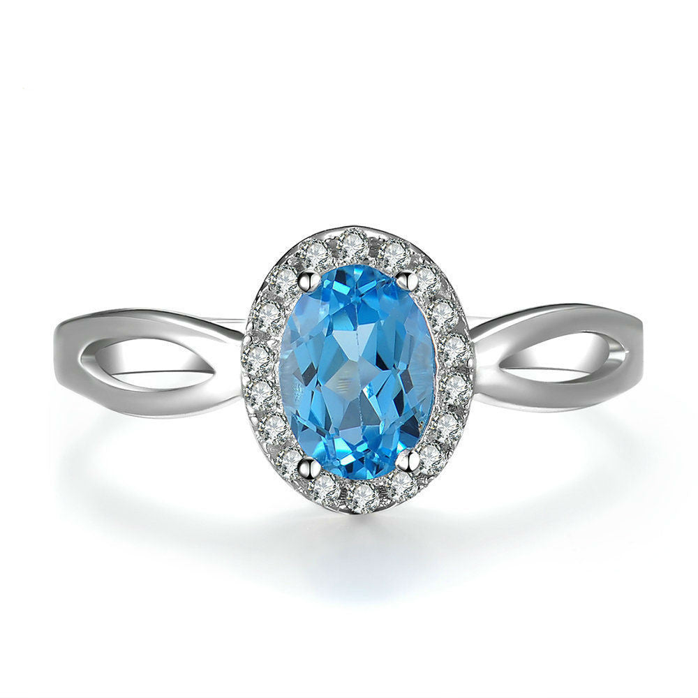 Blue Topa White Gold Engagement Ring