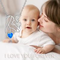 Mother & Child Sterling Silver Opal Necklace