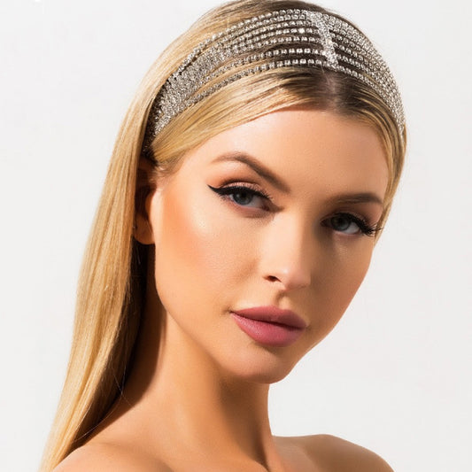 Princess Style Elastic Multi Layered Rhinestone Headwear