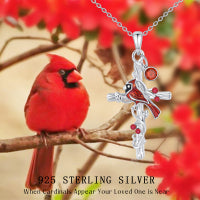 Cardinal Cross Birthstone Necklace