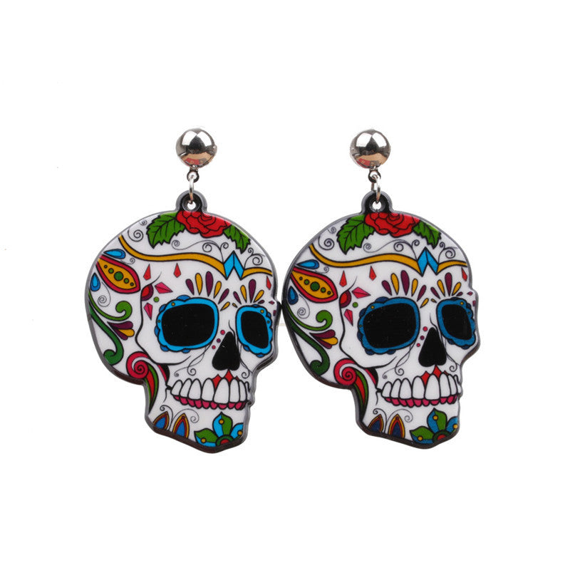 Acrylic Sugar Skull Earrings