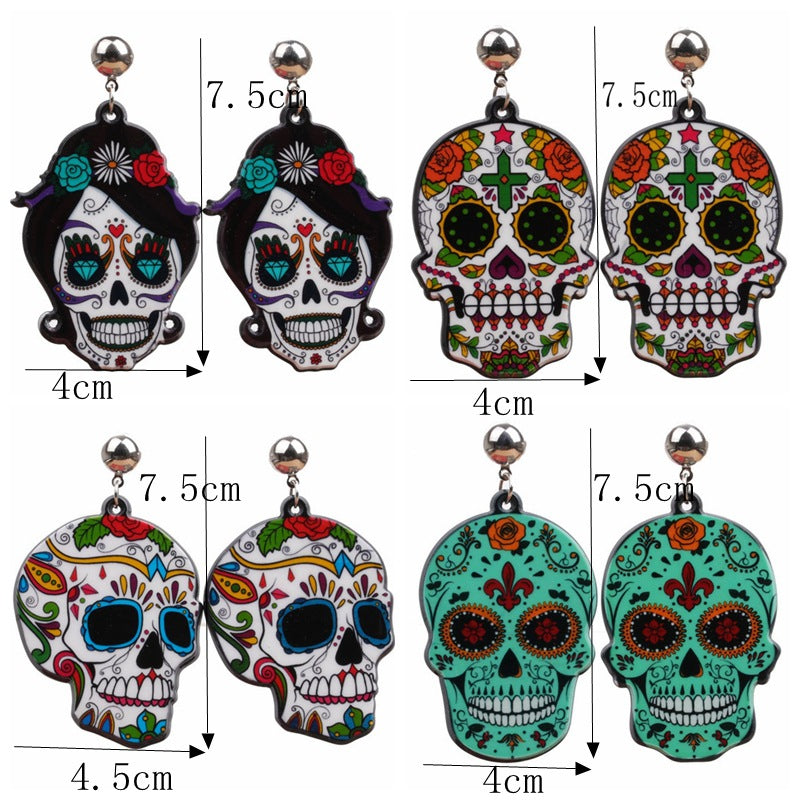 Acrylic Sugar Skull Earrings