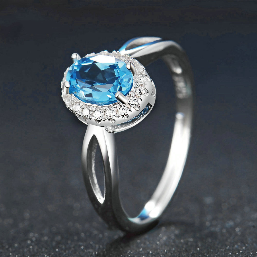 Blue Topa White Gold Engagement Ring