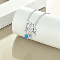 Mother & Child Sterling Silver Opal Necklace