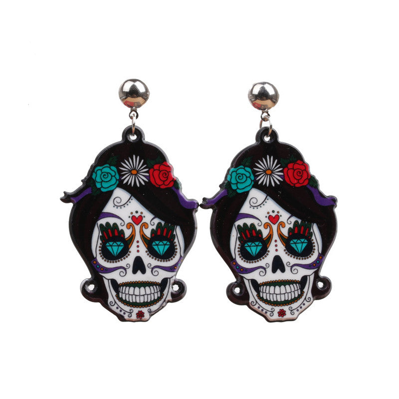 Acrylic Sugar Skull Earrings