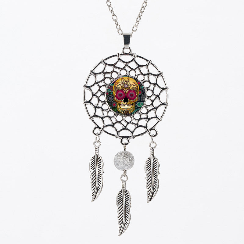 Sugar Skull  Dreamcatcher Necklace