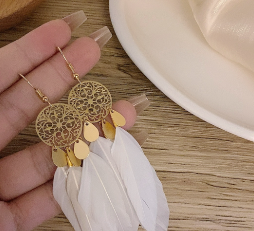 Fairy Long Feather  Earrings