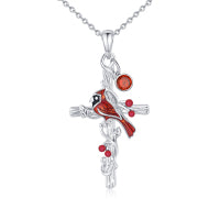 Cardinal Cross Birthstone Necklace