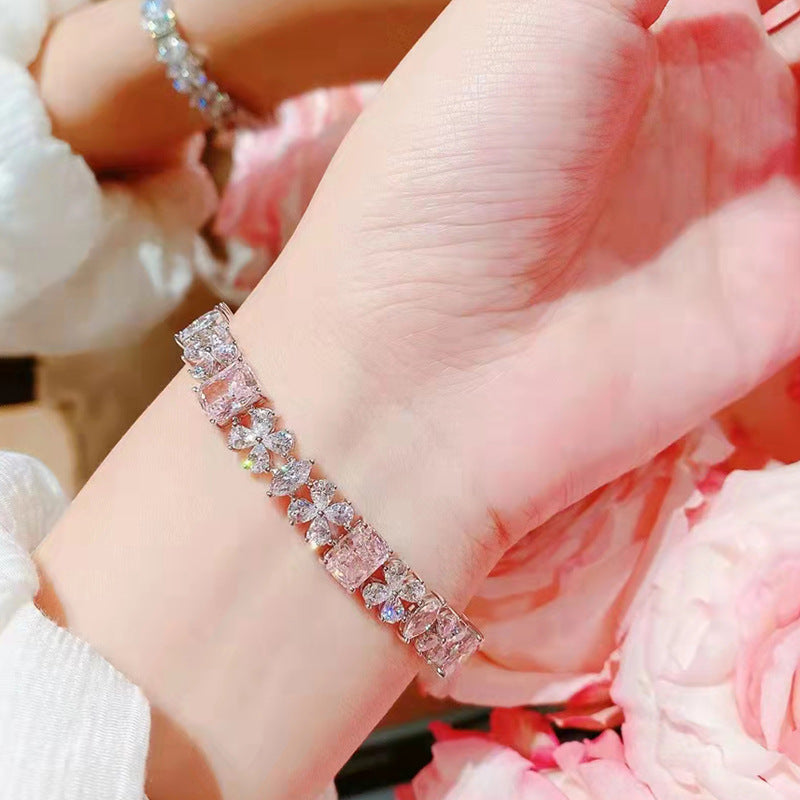 Colored Diamond Flower 18K Bracelet