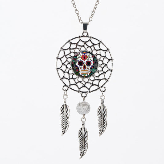 Sugar Skull  Dreamcatcher Necklace