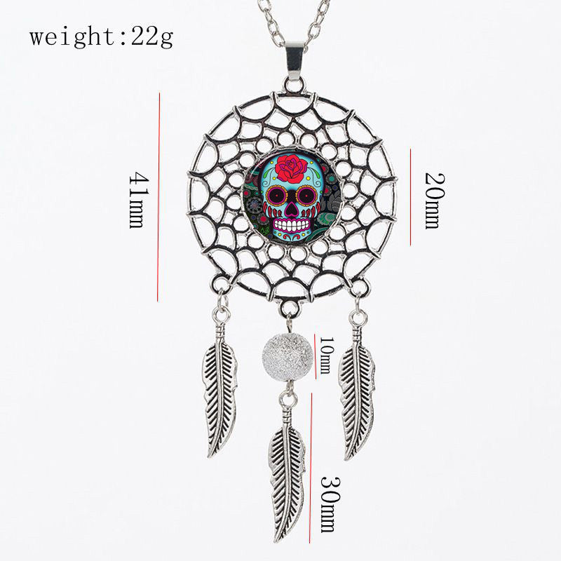 Sugar Skull  Dreamcatcher Necklace