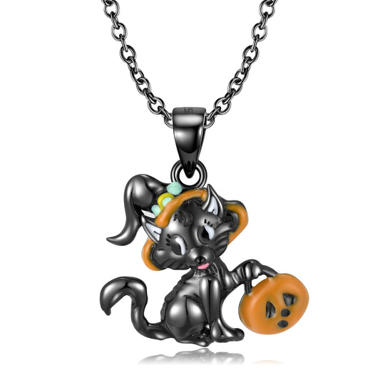 Cute Black Cat Halloween Necklace