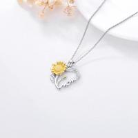 Sunflower Silver Heart Mom Necklace