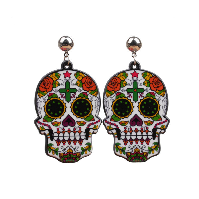 Acrylic Sugar Skull Earrings