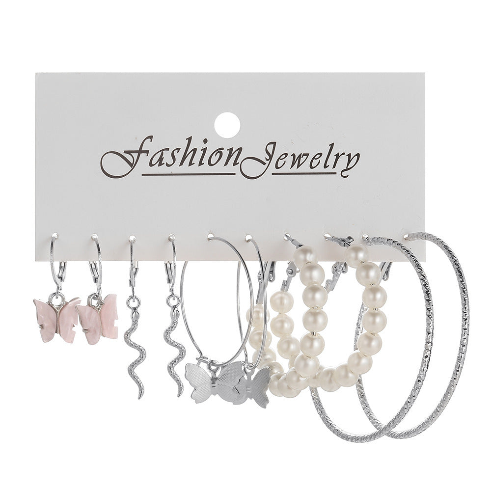 Pearl Butterfly Earrings 5-Piece Set