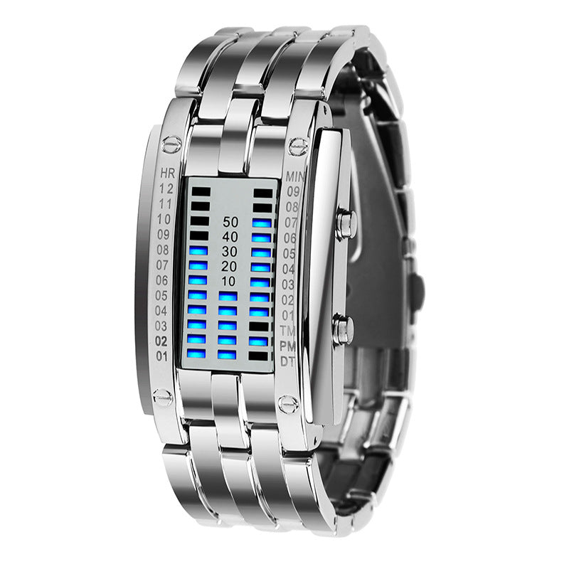 Double Row Light Binary LED Electronic Hand Unisex Watch