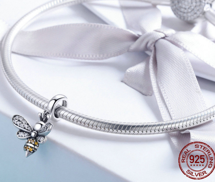 Simple Bee Pendant 925 sterling silver bracelet