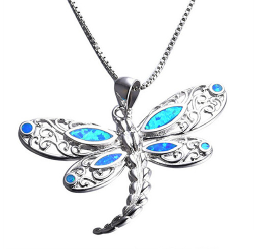 Silver Filled Blue Opal Sea Turtle Pendant Necklace