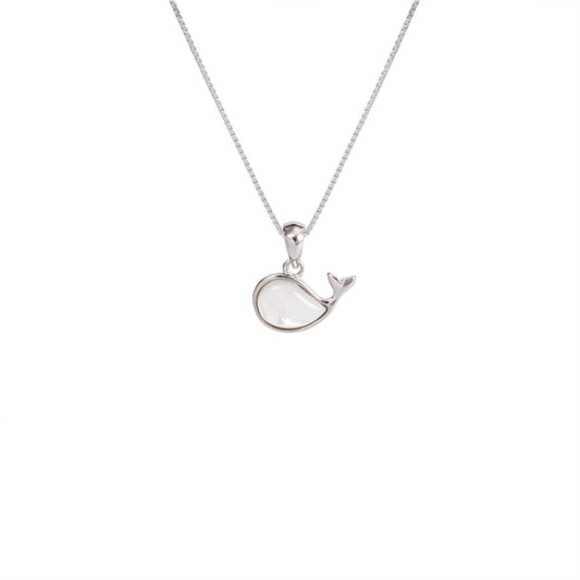 Deep Sea Mother Shell Whale Sterling Silver Necklace