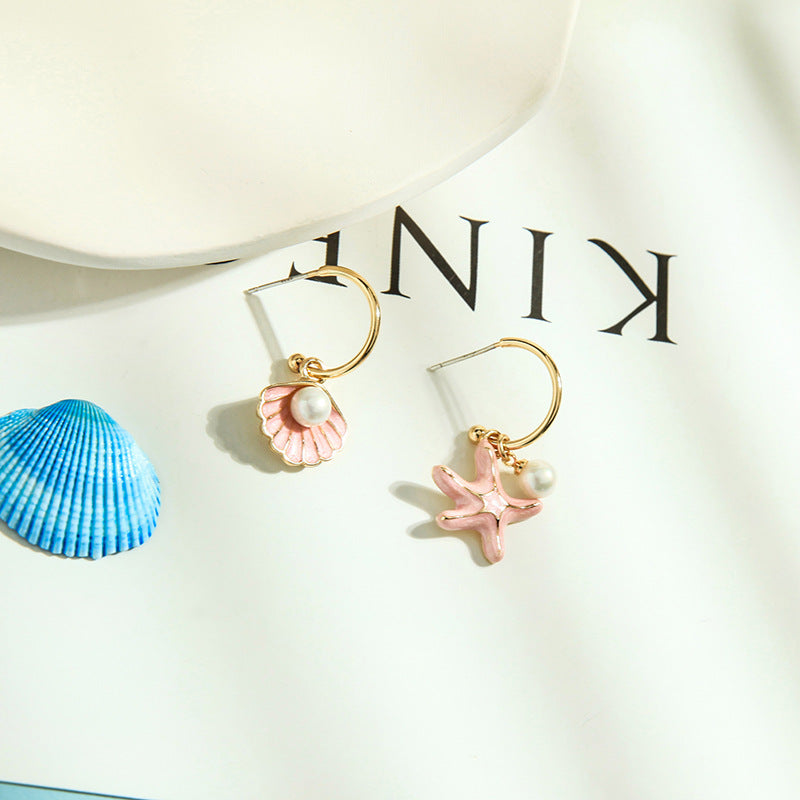 Pink Shell Pearl Earrings