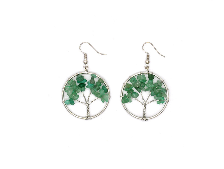 Natural Crystal Crushed Stone Wishing Tree Earrings