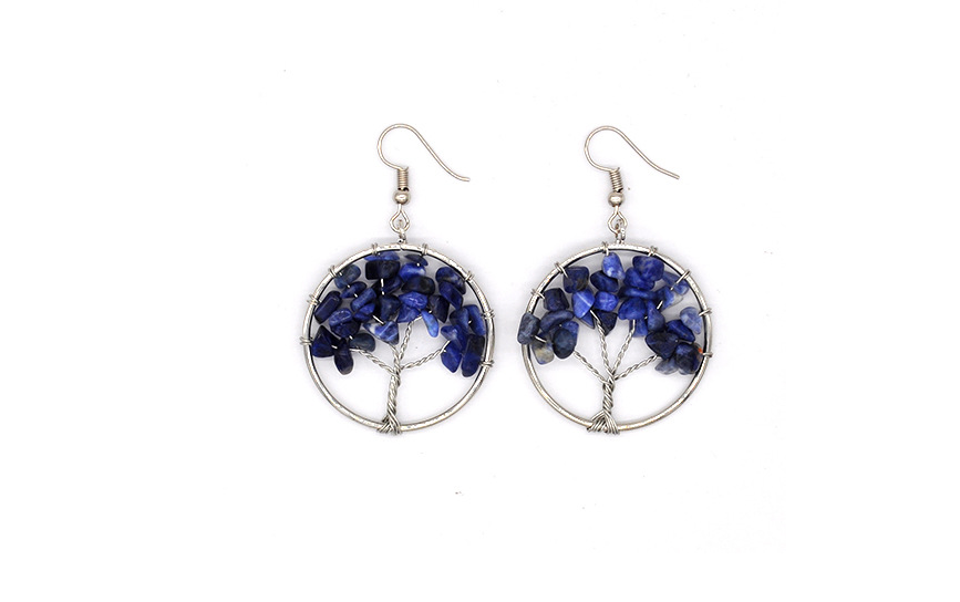 Natural Crystal Crushed Stone Wishing Tree Earrings