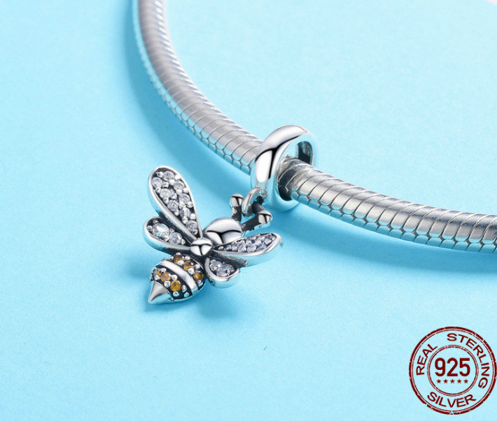 Simple Bee Pendant 925 sterling silver bracelet