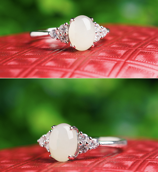 Adjustable Moonstone Jade, Silver Ring