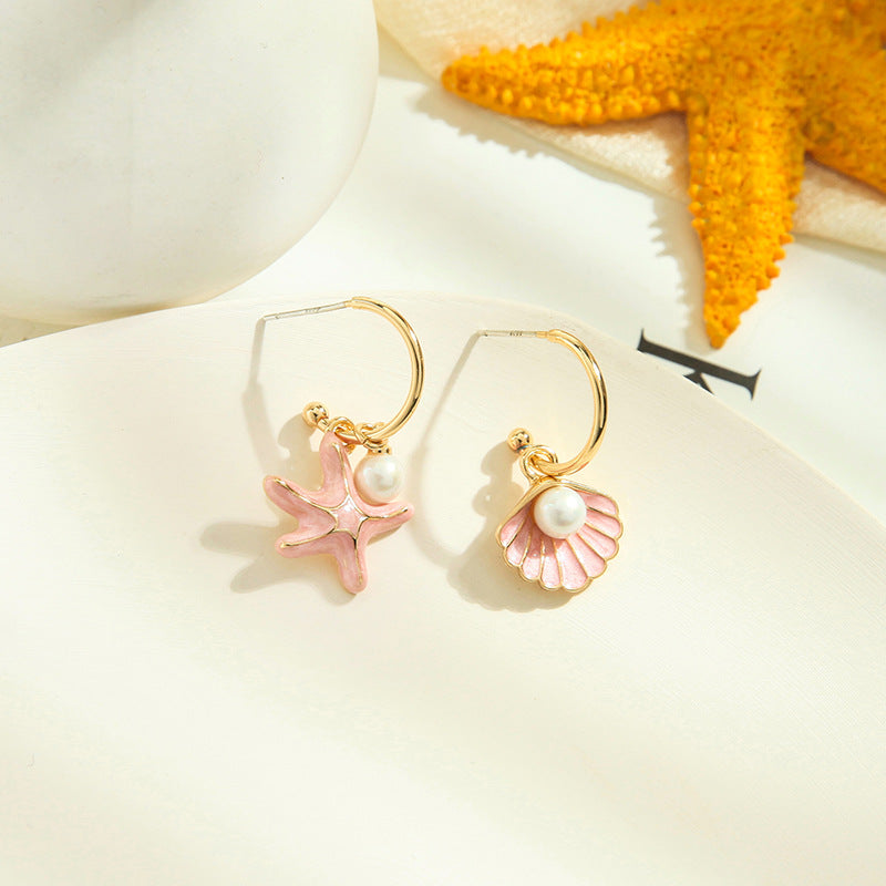 Pink Shell Pearl Earrings