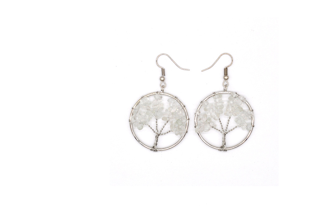 Natural Crystal Crushed Stone Wishing Tree Earrings