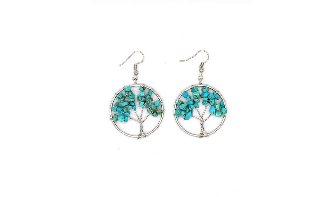 Natural Crystal Crushed Stone Wishing Tree Earrings