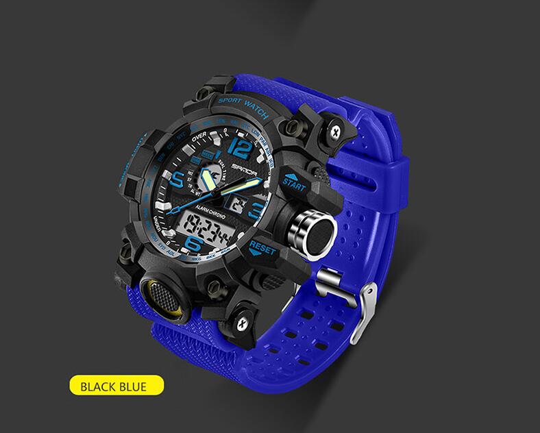 SANDA military watch waterproof sports watches men's LED digital watch top brand luxury clock camping diving relogio masculino