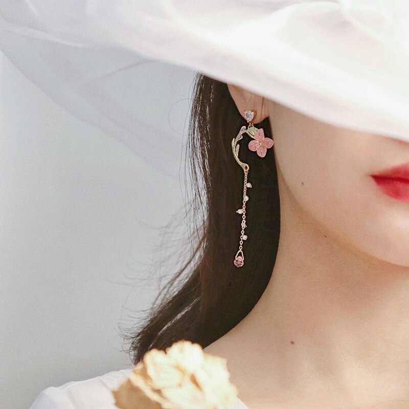 Vintage Flower Long Dangle Earrings