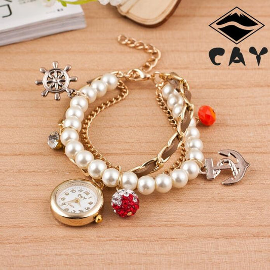 Pearl anchor ladies bracelet