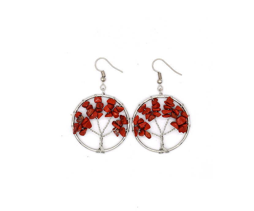 Natural Crystal Crushed Stone Wishing Tree Earrings