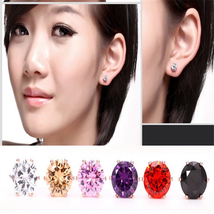 Colorful Loose Diamond six claws Stud Earrings