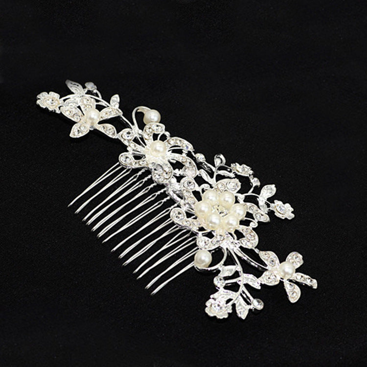 Pearl & Diamond Flower Bridal Hair Comb