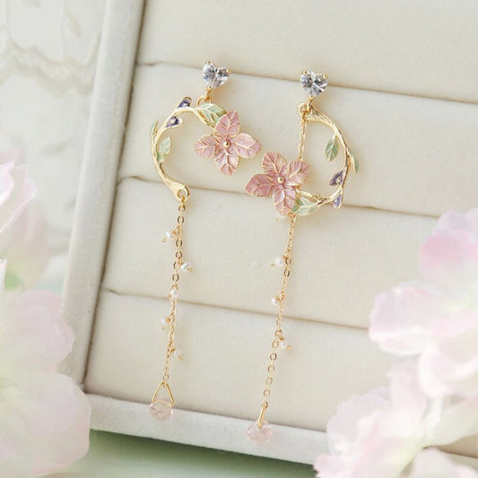 Vintage Flower Long Dangle Earrings