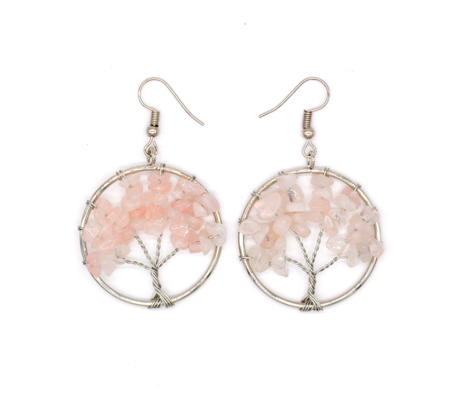 Natural Crystal Crushed Stone Wishing Tree Earrings