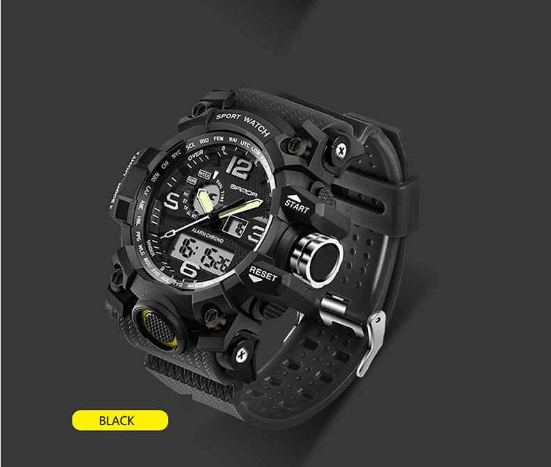 SANDA military watch waterproof sports watches men's LED digital watch top brand luxury clock camping diving relogio masculino