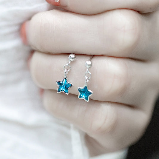 Five-star crystal ear studs