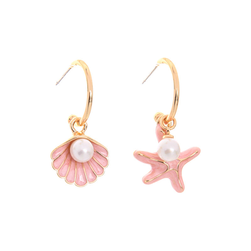 Pink Shell Pearl Earrings