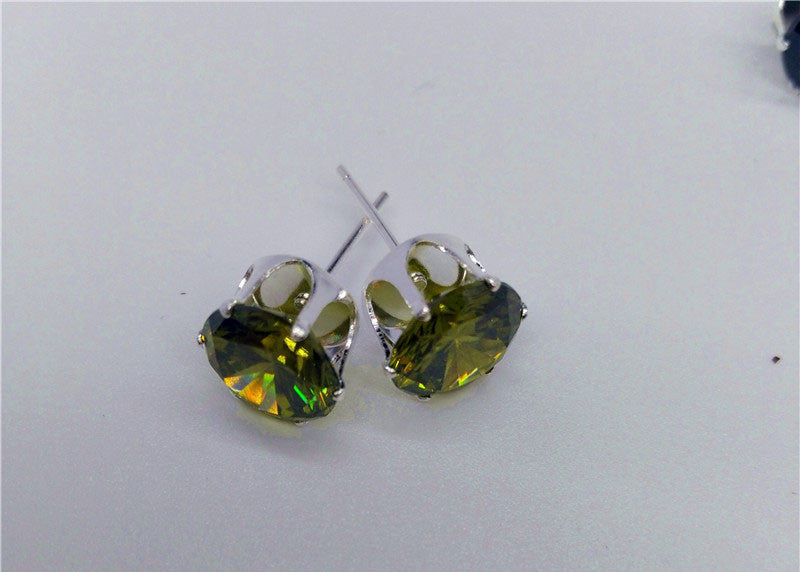 Colorful Loose Diamond six claws Stud Earrings