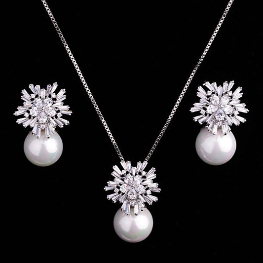 Korean High-Grade Pearl Necklace & Earrings Set.