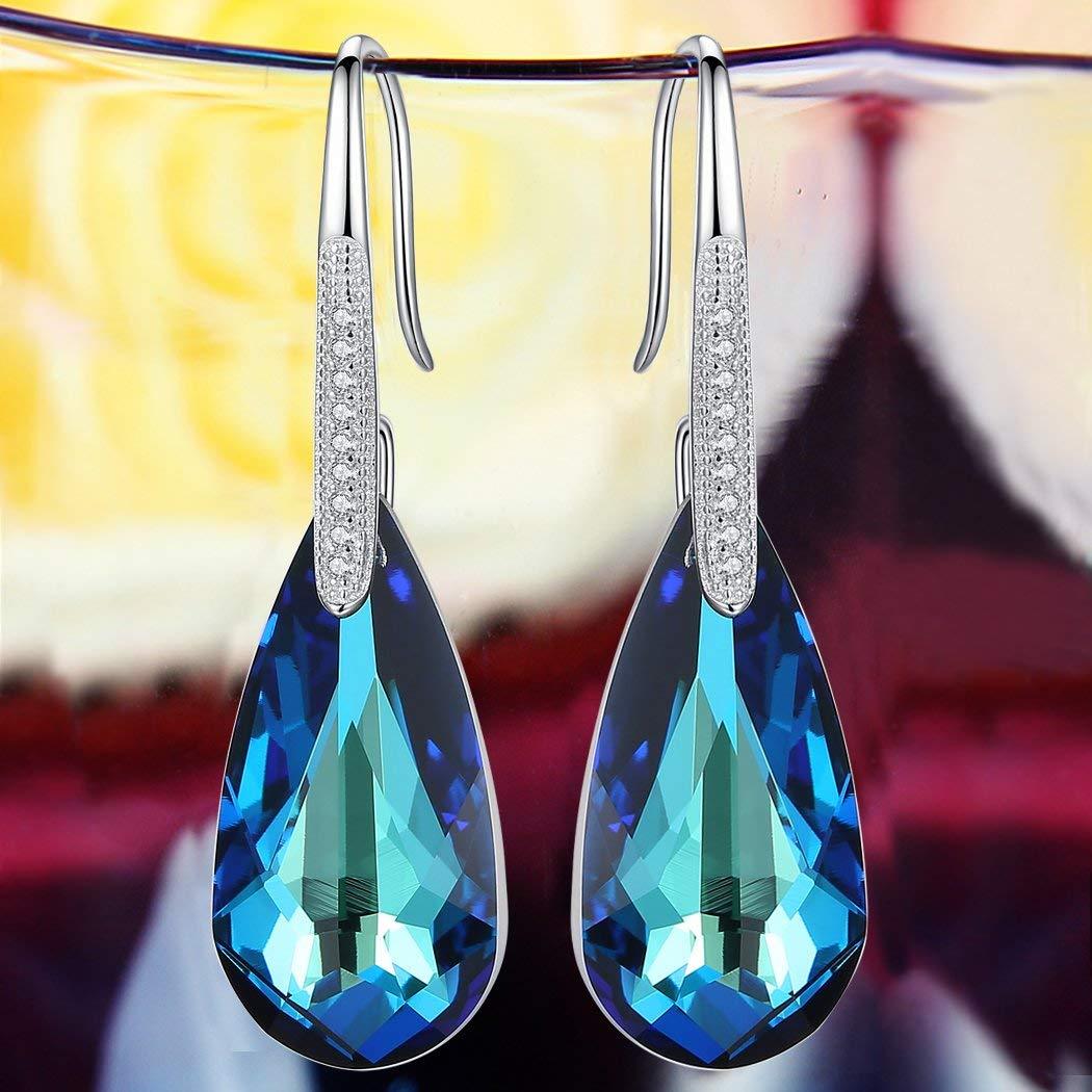 Bermuda Blue Linear Diamond Cut Pav'e Earrings