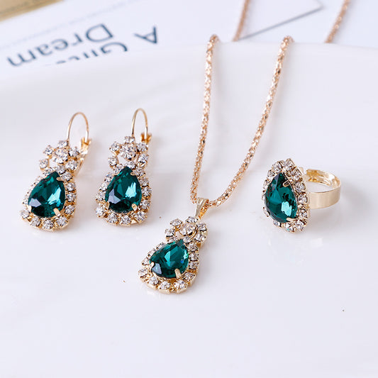 Water Drop Rhinestone Jewerly Set