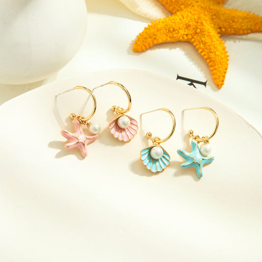 Pink Shell Pearl Earrings