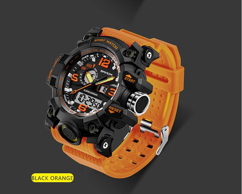 SANDA military watch waterproof sports watches men's LED digital watch top brand luxury clock camping diving relogio masculino