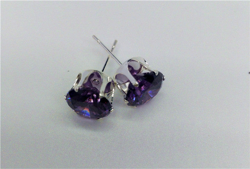 Colorful Loose Diamond six claws Stud Earrings